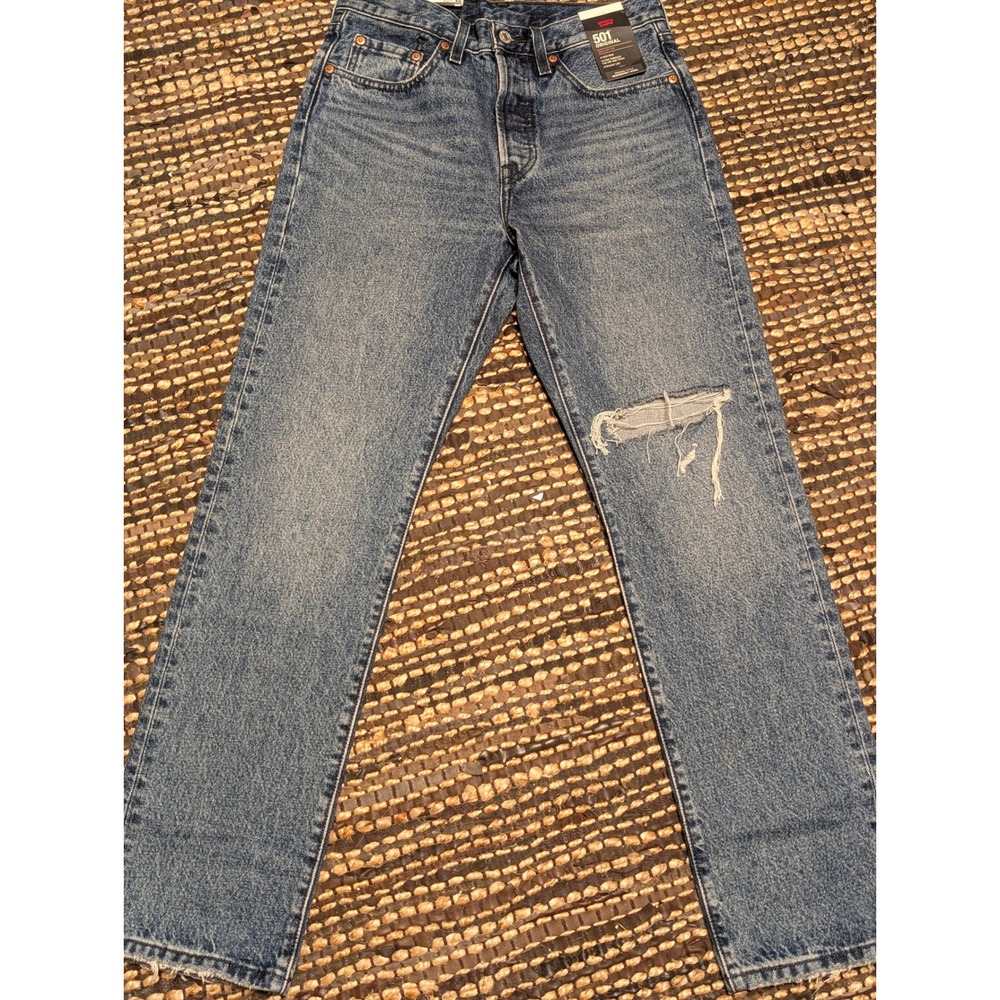 NWT Levis Premium 501 Original High Rise Straight Leg Jeans Blue 27x30 NOTES